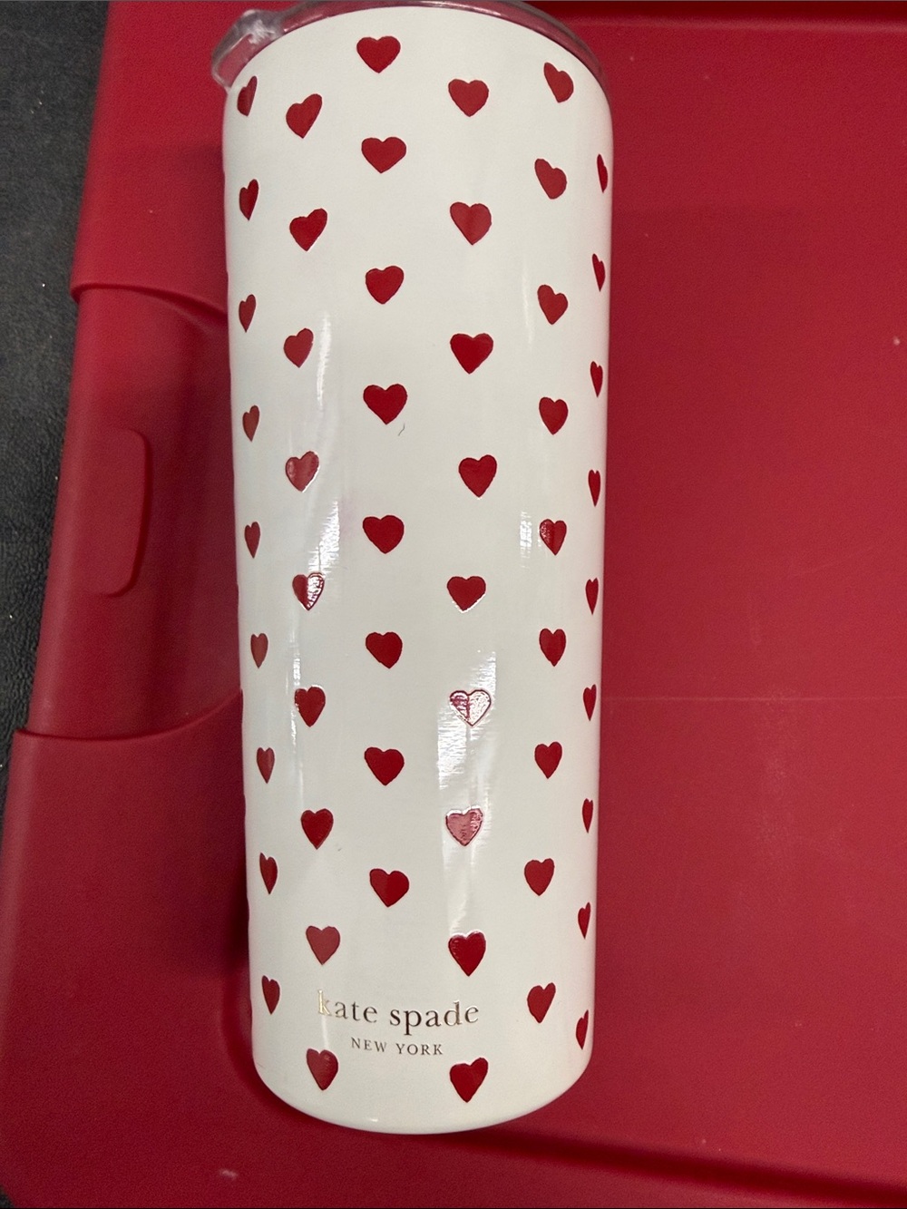 kate spade White Tumbler with Red Heart Print